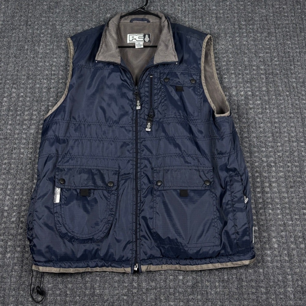 Pineapple Connection Utility Vest Navy Blue Ripstop Mesh Lined Pockets Size M